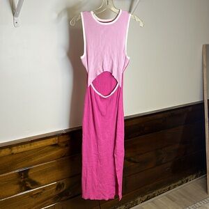 PRETTYGARDEN Summer MidiBodyconDresses Casual Slit SleevelessKnit CutOut Dress-L